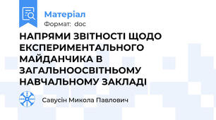 НАПРЯМИ ЗВІТНОСТІ ЩОДО ЕКСПЕРИМЕНТАЛЬНОГО МАЙДАНЧИКА В ЗАГАЛЬНООСВІТНЬОМУ НАВЧАЛЬНОМУ ЗАКЛАДІ