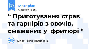 “ Приготування страв та гарнірів з овочів, смажених у  фритюрі “