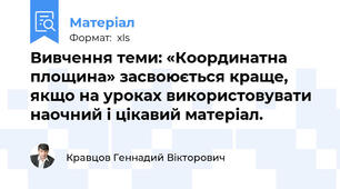 Вивчення теми: «Координатна площина» засвоюється краще, якщо на уроках використовувати наочний і цікавий матеріал.