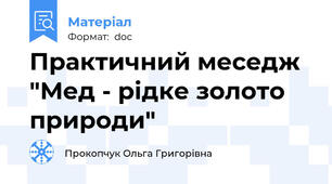 Практичний меседж "Мед - рідке золото природи"