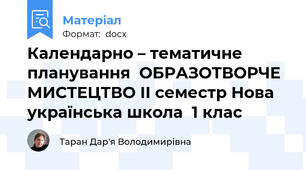 Календарно – тематичне планування  ОБРАЗОТВОРЧЕ МИСТЕЦТВО ІІ семестр Нова українська школа  1 клас