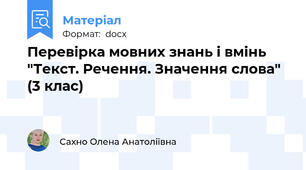 Перевірка мовних знань і вмінь "Текст. Речення. Значення слова" (3 клас)