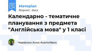 Календарно - тематичне планування з предмета "Англійська мова" у 1 класі