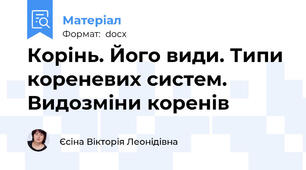 Корінь. Його види. Типи кореневих систем. Видозміни коренів