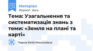 Тема: Узагальнення та систематизація знань з теми: «Земля на плані та карті»