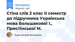 Стіна слів 2 клас ІІ семестр до підручника Українська мова Большакової І., Пристінської М.