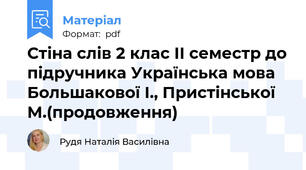 Стіна слів 2 клас ІІ семестр до підручника Українська мова Большакової І., Пристінської М.(продовження)