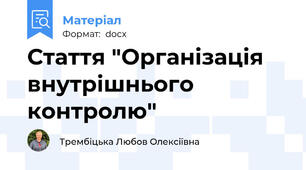 Стаття "Організація внутрішнього контролю"