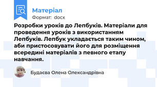 Розробки уроків до Лепбуків. Матеріали для проведення уроків з використанням Лепбуків. Лепбук укладається таким чином, аби пристосовувати його для розміщення всередині матеріалів з певного етапу навчання.