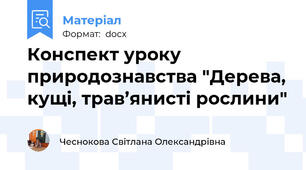 Конспект уроку природознавства "Дерева, кущі, трав’янисті рослини"