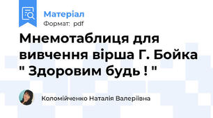 Мнемотаблиця для вивчення вірша Г. Бойка " Здоровим будь ! "