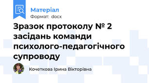 Зразок протоколу № 2  засідань команди психолого-педагогічного супроводу