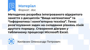 Методична розробка інтегрованого відкритого заняття з дисциплін “Вища математика” та “Інформатика і комп’ютерна техніка”. Тема: розв’язування задач на складання рівнянь ліній другого порядку. Створення діаграм у табличному процесорі Microsoft Excel.