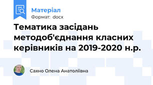Тематика засідань методоб'єднання класних керівників на 2019-2020 н.р.