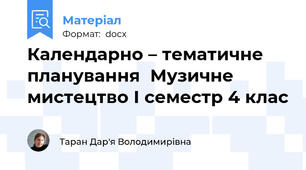 Календарно – тематичне планування  Музичне мистецтво І семестр 4 клас
