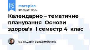 Календарно – тематичне планування  Основи здоров'я  І семестр 4  клас
