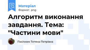 Алгоритм виконання завдання. Тема: "Частини мови"