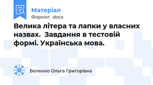 Велика літера та лапки у власних назвах.  Завдання в тестовій формі. Українська мова.