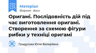 Оригамі. Послідовність дій під час виготовлення оригамі. Створення за схемою фігури рибки у техніці оригамі