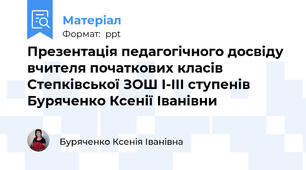 Презентація педагогічного досвіду вчителя початкових класів  Степківської ЗОШ І-ІІІ ступенів Буряченко Ксенії Іванівни