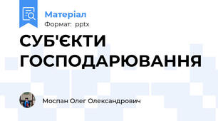 СУБ'ЄКТИ ГОСПОДАРЮВАННЯ