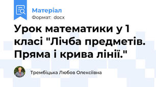 Урок математики у 1 класі "Лічба предметів. Пряма і крива лінії."