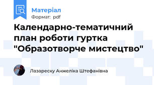 Календарно-тематичний план роботи гуртка "Образотворче мистецтво"