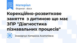 Корекційно-розвиткове заняття  з дитиною що має ЗПР "Діагностика пізнавальних процесів"