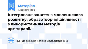 Інтегроване заняття з мовленнєвого розвитку, образотворчої діяльності з використанням методів арт-терапії.