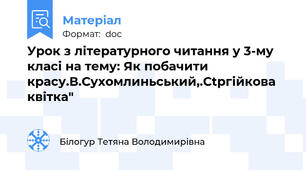 Урок з літературного читання у 3-му класі на тему: Як побачити красу.В.Сухомлиньський,.Сtргійкова квітка"
