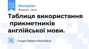 Таблиця використання  прикметників  англійської мови.