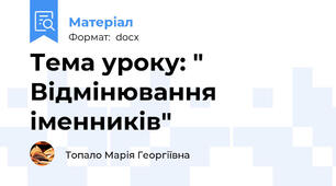 Тема уроку: " Відмінювання іменників"