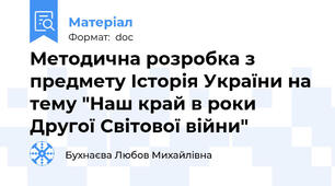 Методична розробка з предмету Історія України на тему "Наш край в роки Другої Світової війни"