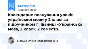 Календарне планування уроків української мови у 2 класі за підручником Г. Іваниці «Українська мова, 2 клас», 2 семестр.