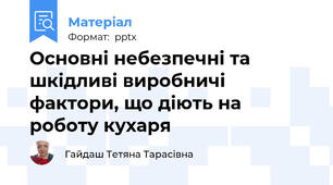 Основні небезпечні та шкідливі виробничі фактори, що діють на роботу кухаря