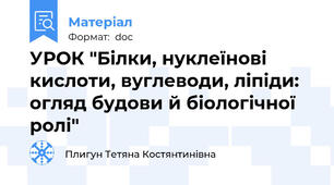 УРОК "Білки, нуклеїнові кислоти, вуглеводи, ліпіди: огляд будови й біологічної ролі"