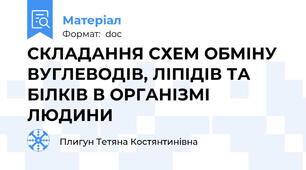 СКЛАДАННЯ СХЕМ ОБМІНУ ВУГЛЕВОДІВ, ЛІПІДІВ ТА БІЛКІВ В ОРГАНІЗМІ ЛЮДИНИ
