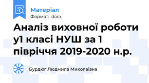 Аналіз виховної роботи у1 класі НУШ за 1 півріччя 2019-2020 н.р.