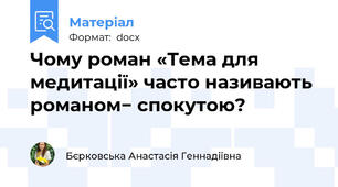 Чому роман «Тема для медитації» часто називають романом− спокутою?