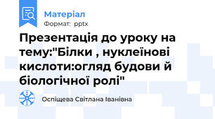 Презентація до уроку на тему:"Білки , нуклеїнові кислоти:огляд будови й біологічної ролі"