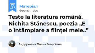 Teste la literatura română. Nichita Stănescu, poezia „E o întâmplare a ființei mele..”