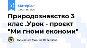 Природознавство 3 клас .Урок - проєкт "Ми гноми економи"