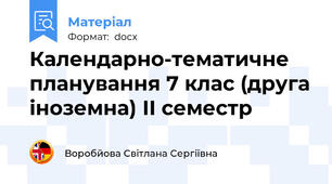 Календарно-тематичне планування 7 клас (друга іноземна) ІІ семестр