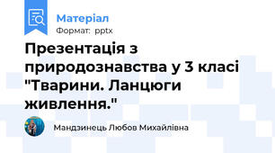 Презентація з природознавства у 3 класі "Тварини. Ланцюги живлення."