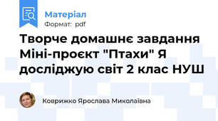 Творче домашнє завдання Міні-проєкт "Птахи" Я досліджую світ 2 клас НУШ