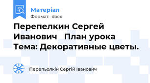 Перепелкин Сергей Иванович   План урока  Тема: Декоративные цветы.