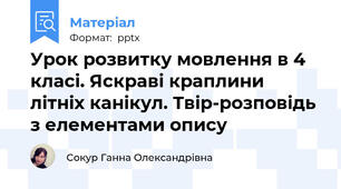 Урок розвитку мовлення в 4 класі. Яскраві краплини літніх канікул. Твір-розповідь з елементами опису