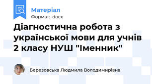 Діагностична робота з української мови для учнів 2 класу НУШ "Іменник"