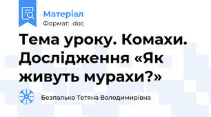 Тема уроку. Комахи. Дослідження «Як живуть мурахи?»