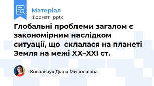 Глобальні проблеми загалом є закономірним наслідком ситуації, щосклалася на планеті Земля на межі XX–XXI ст.